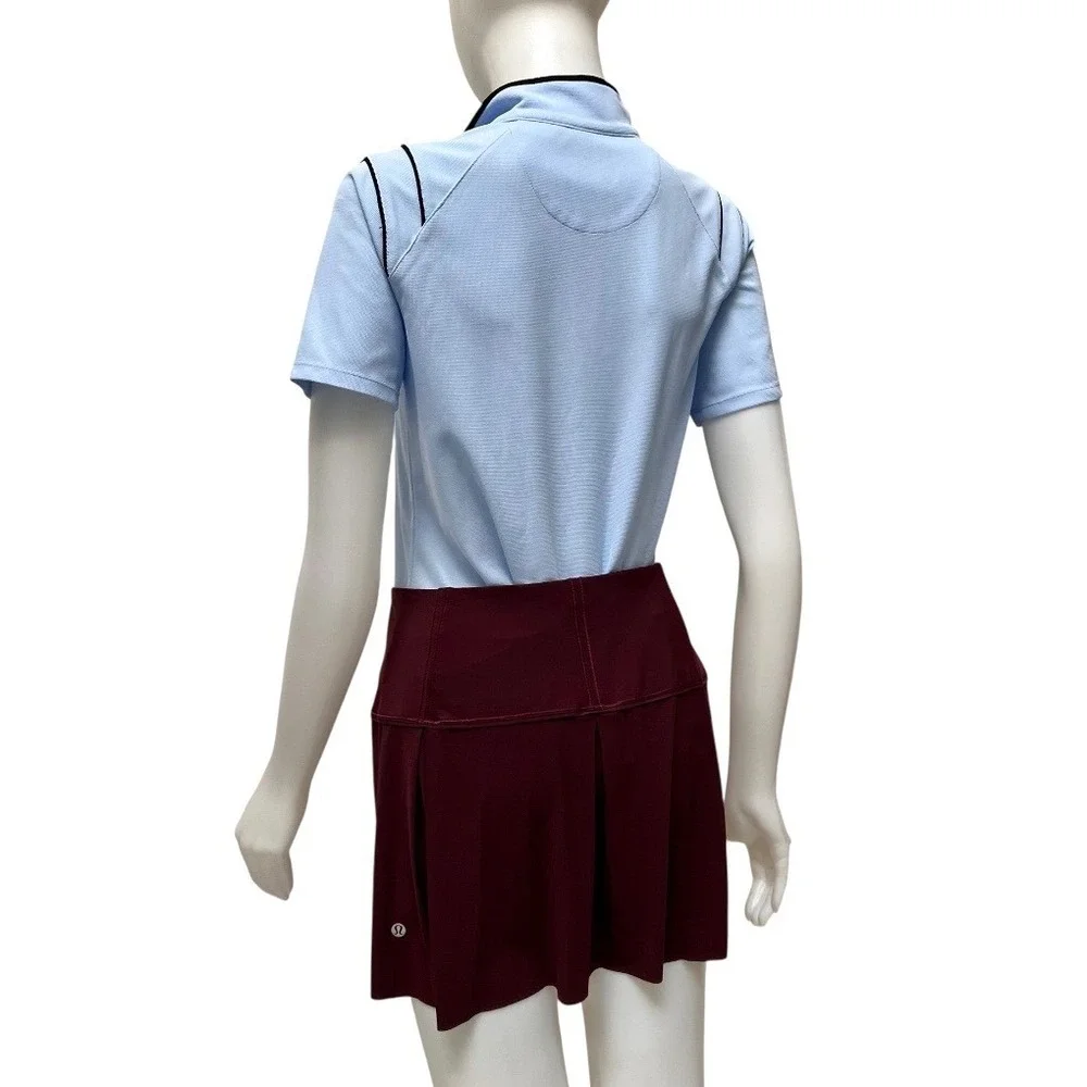 Lululemon Pace Rival Skirt Tall Burgundy Maroon Tennis Skort Sz 8 Preppy Sporty